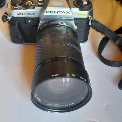 Pentax 35 mm camera Super Program Vivitar Series lens, Large Tamrac camera bag and MANY accessories