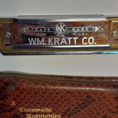 Beautiful VINTAGE W.M. KRATT Co. Super chromatic 40 Harmonica with case