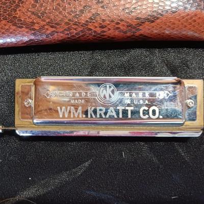 Beautiful VINTAGE W.M. KRATT Co. Super chromatic 40 Harmonica with case