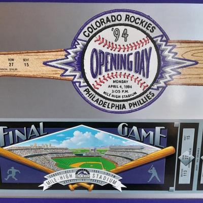 1994 Colorado Rockies opening day & last day at Mile High matted Picture with Media guide.