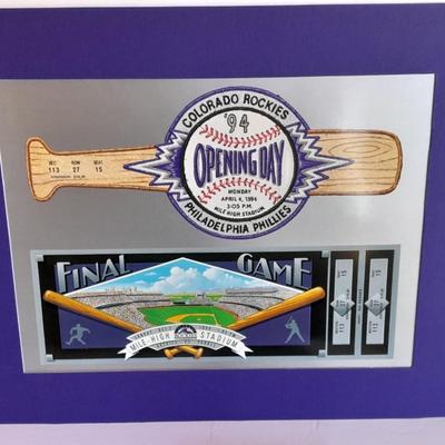 1994 Colorado Rockies opening day & last day at Mile High matted Picture with Media guide.