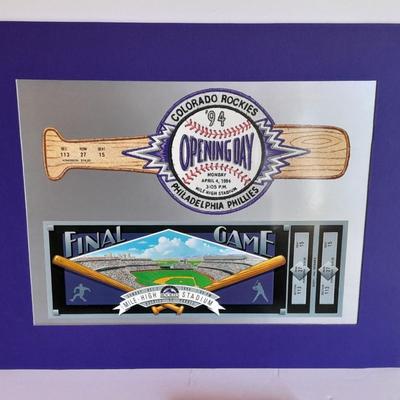 1994 Colorado Rockies opening day & last day at Mile High matted Picture with Media guide.