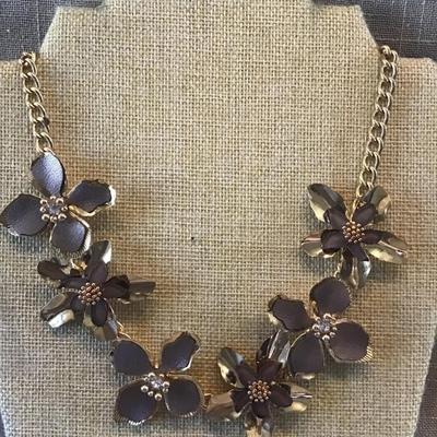 Gold Tone Brown Accent Flower