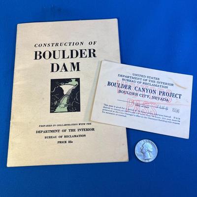 1936 CONSTRUCTION OF BOULDER DAM PAMPHLET & VISITORS PASS