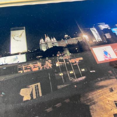 FRAMED MATTED SALT LAKE OLYMPICS DOWNTOWN NIGHT SCENE
