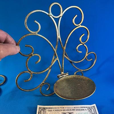 ANTIQUE GOLD FINISH WALL SCONCE AND CANDLE HOLDER- PAIR