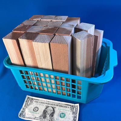 BASKET OF WOOD BLOCKS- FIR?
