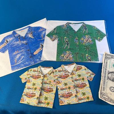 HAWAIIAN SHIRT GREETING CARDS X 4- 2 SIZES