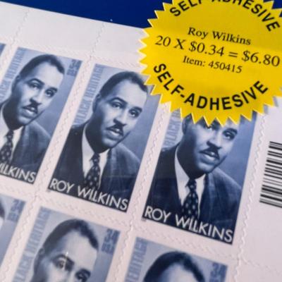 PKG. OF U.S. POSTAGE STAMPS â€œBLACK HERITAGE- ROY WILKINSâ€ 34 CENTS