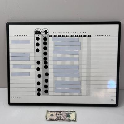 COMPANY PERSONNEL TRACKING WHITE BOARD w/ DOTS AND STRIPS 
