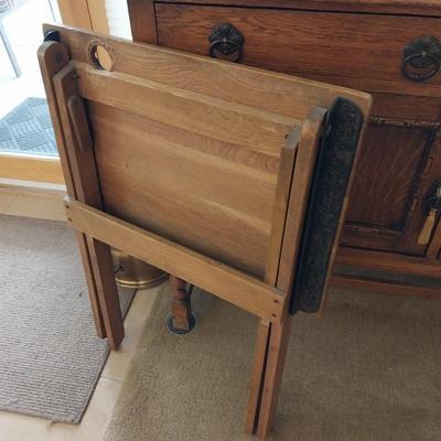 ANTIQUE FOLDING STUDENT DESK WITH INKWELL CUT-OUT