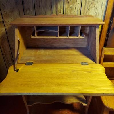Vintage Secretary Desk and Solid Wood Chair (K-BBL)