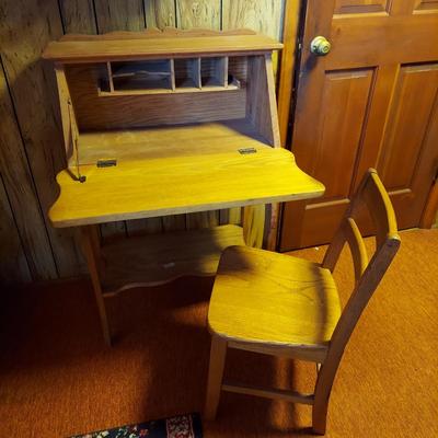Vintage Secretary Desk and Solid Wood Chair (K-BBL)