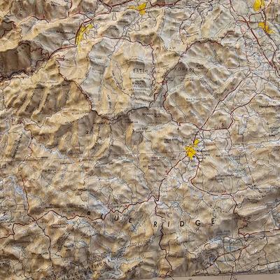 Topography Map, Artist Signed WNC Books & Pottery (O-JS)