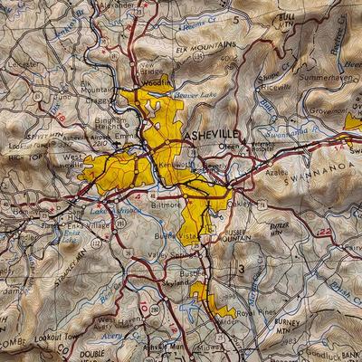 Topography Map, Artist Signed WNC Books & Pottery (O-JS)