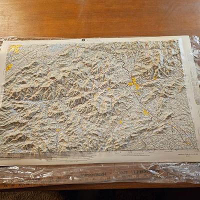 Topography Map, Artist Signed WNC Books & Pottery (O-JS)