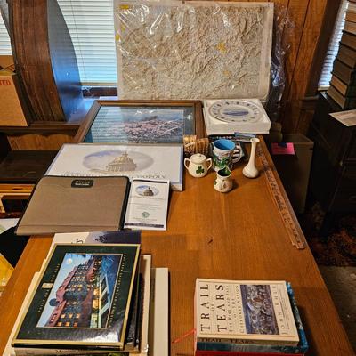 Topography Map, Artist Signed WNC Books & Pottery (O-JS)