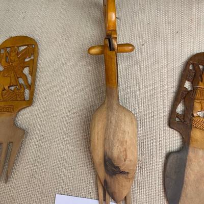 Vintage Wooden Salad Tongs and Utensils