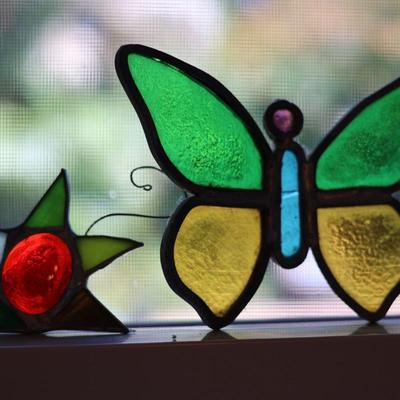 Stained Glass Window Panels - (5) Total