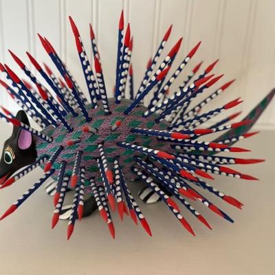 Hand Painted Wood Porcupine