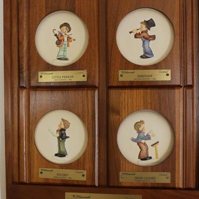 Vintage Hummel Goebel 1984-1987 "Little Music Makers" 4 Plates W / Wooden Frame