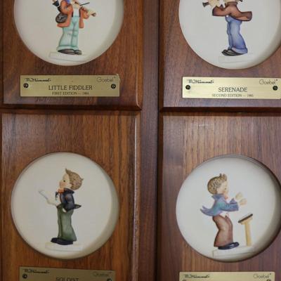 Vintage Hummel Goebel 1984-1987 "Little Music Makers" 4 Plates W / Wooden Frame