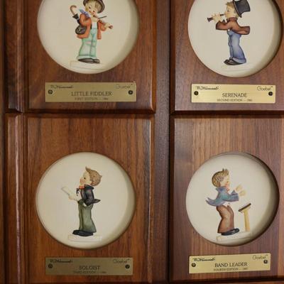 Vintage Hummel Goebel 1984-1987 "Little Music Makers" 4 Plates W / Wooden Frame