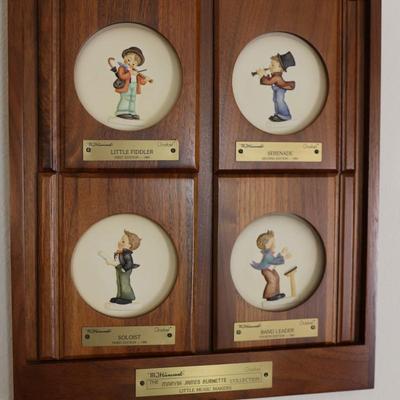 Vintage Hummel Goebel 1984-1987 "Little Music Makers" 4 Plates W / Wooden Frame