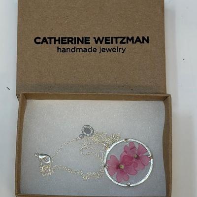 Catherin Weitzman Handmade Necklace w/Pink Flowers
