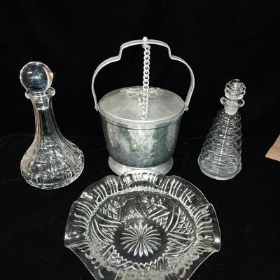 ALUMINUM HAMMERED ICE BUCKET, DECANTER AND MORE