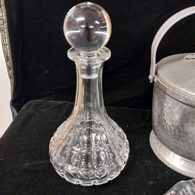ALUMINUM HAMMERED ICE BUCKET, DECANTER AND MORE