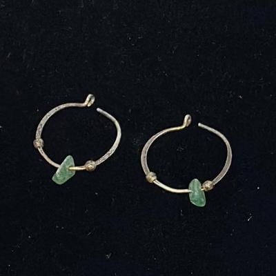 Green Turquoise and Sterling Silver Earrings