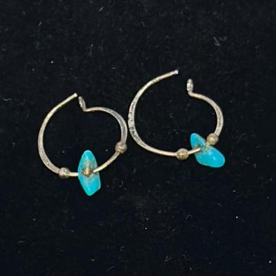 Blue Turquoise and Sterling Silver Earrings