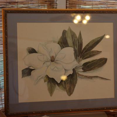 Signed Mary Bertrand Large Framed Watercolor Print