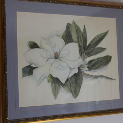 Signed Mary Bertrand Large Framed Watercolor Print
