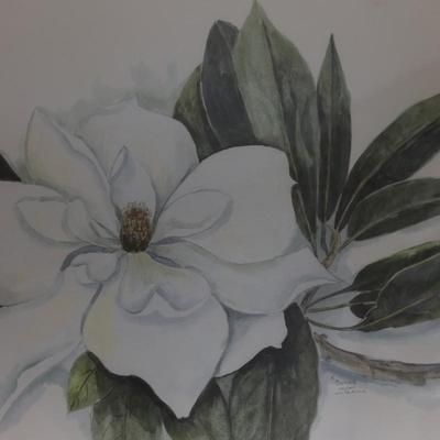 Signed Mary Bertrand Large Framed Watercolor Print