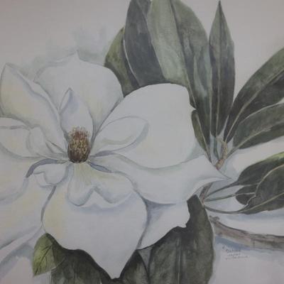 Signed Mary Bertrand Large Framed Watercolor Print