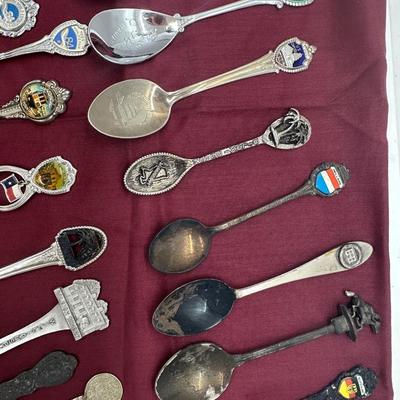 Vintage Wooden Souvenir Spoon Display Holder With Spoons
