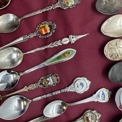 Vintage Wooden Souvenir Spoon Display Holder With Spoons