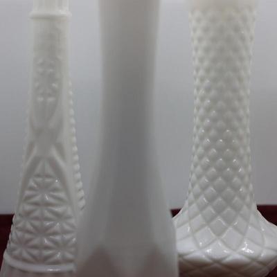Six (6) Milk Glass Vases