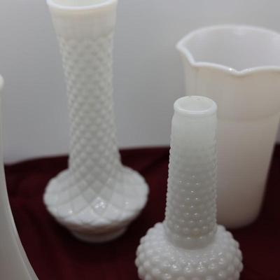 Six (6) Milk Glass Vases