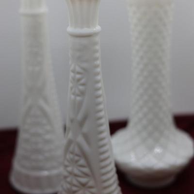 Six (6) Milk Glass Vases