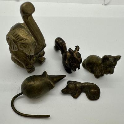 Five (5) Small Brass Animal Figurines