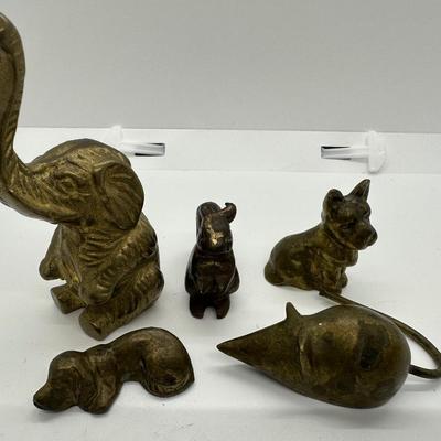 Five (5) Small Brass Animal Figurines