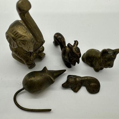 Five (5) Small Brass Animal Figurines