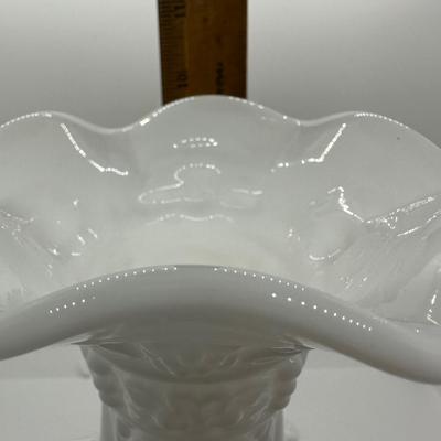 Two (2) Milk Glass Compote Candy Dish Bowls & (1) Vase