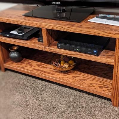 Solid Oak Entertainment Console/Coffee Table