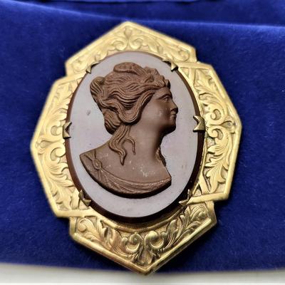 Lot #8  Antique Faux Cameo Brooch