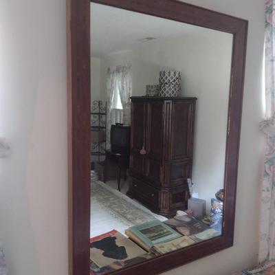 Mahogany Wood Frame Wall Mirror