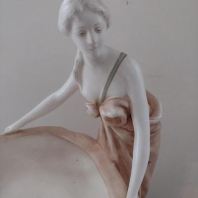Large Vintage Porcelain Woman Figurine